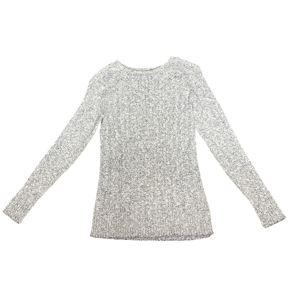 L.L BEAN Argyle Chunky Knit Skinny Crew Neck Cotton Sweater Grey Size Small
